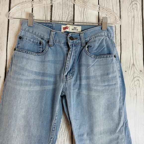 Womens Levis 505 Denim Light Wash Blue Jeans Red Tab Regular Fit Size 16 Slim - Picture 2 of 8